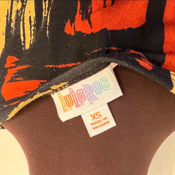 LuLaRoe Julia 363 Black with Yellow & Red Print, XS, EUC - Picture 4 of 6